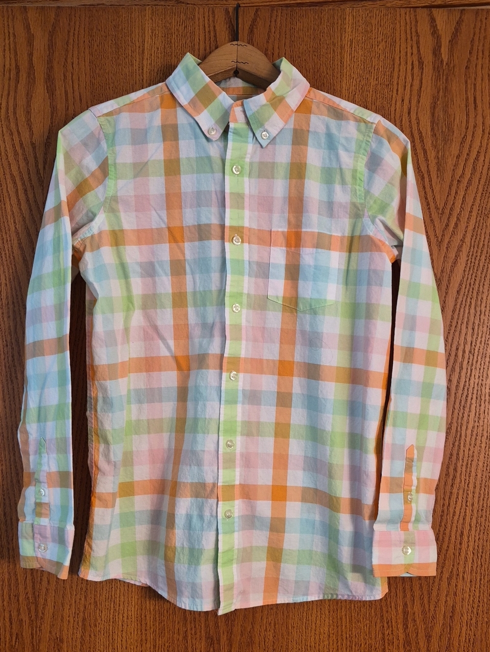 NWOT Lands' End Plaid Striped Button-Down Blouse Sz L (14/16)